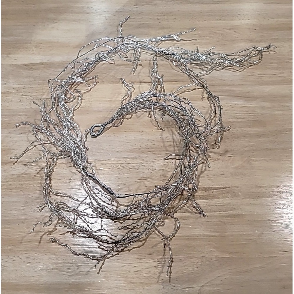 4ft 7in Silver Glass Bead Twiggy Multistrand Flexible Wire Garland-Christmas